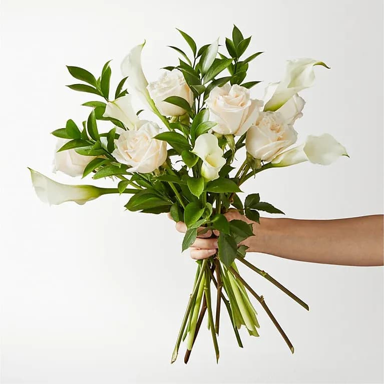 Vision in Ivory Rose and Calla Lily Bouquet Deluxe
