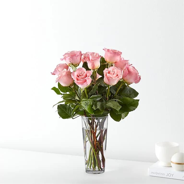 Long Stem Pink Rose Bouquet Standard - 12 Roses