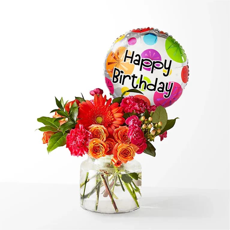 Fiesta Bouquet with Birthday Balloon Standard